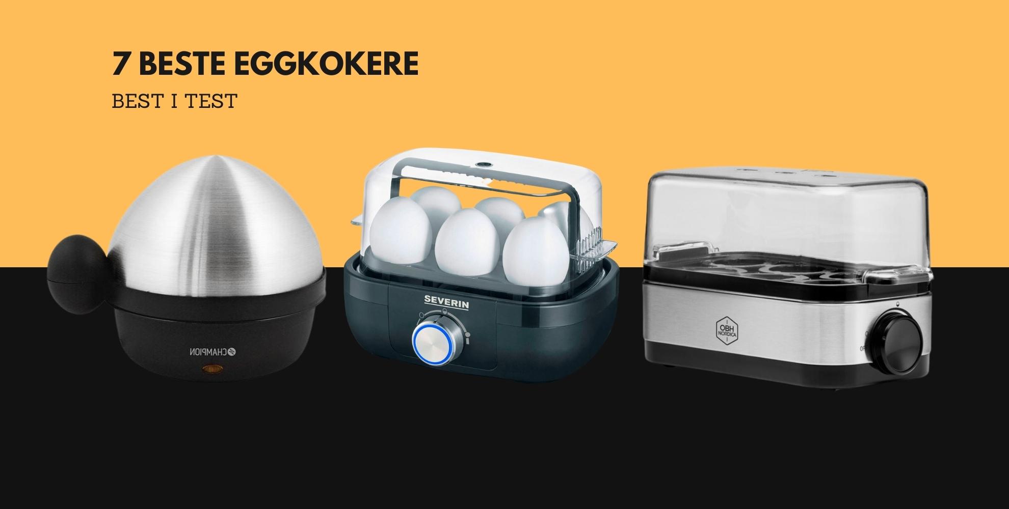 Bilde av norges beste eggkokere, med tekst 7 beste eggkokere, best i test