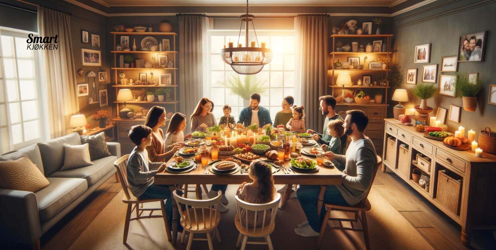 Bilde fra en familievennlig middag.
