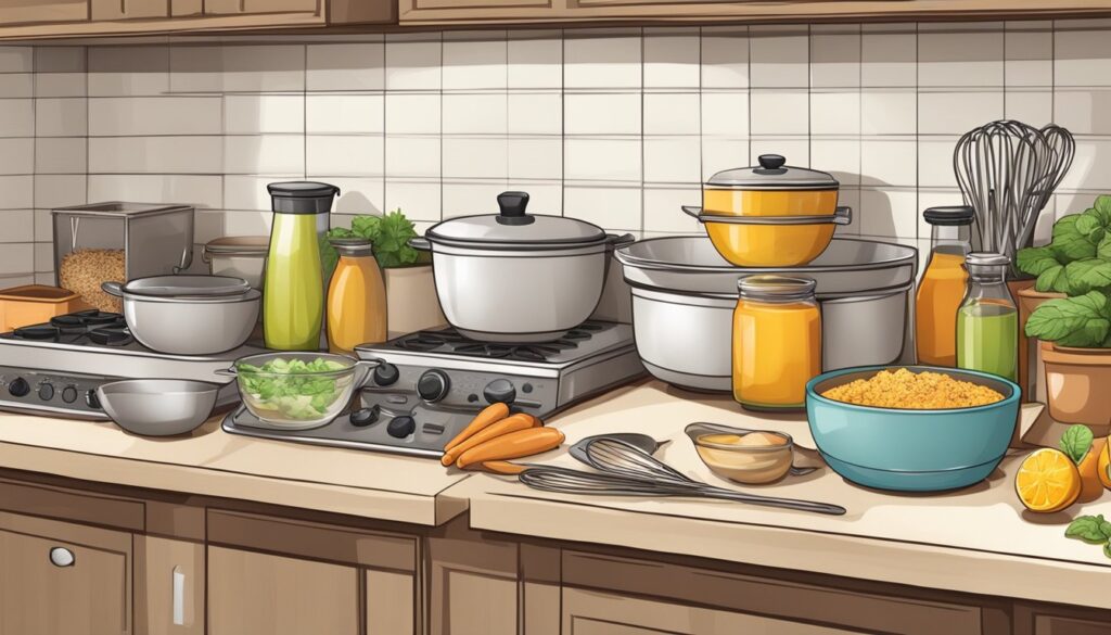 Bilde av kjøkkenutstyr som brukes til matlaging.