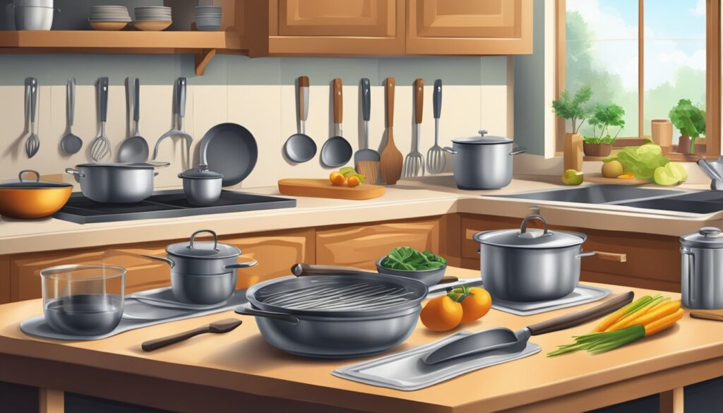Bilde av kjøkkenutstyr på en kjøkkenøy.