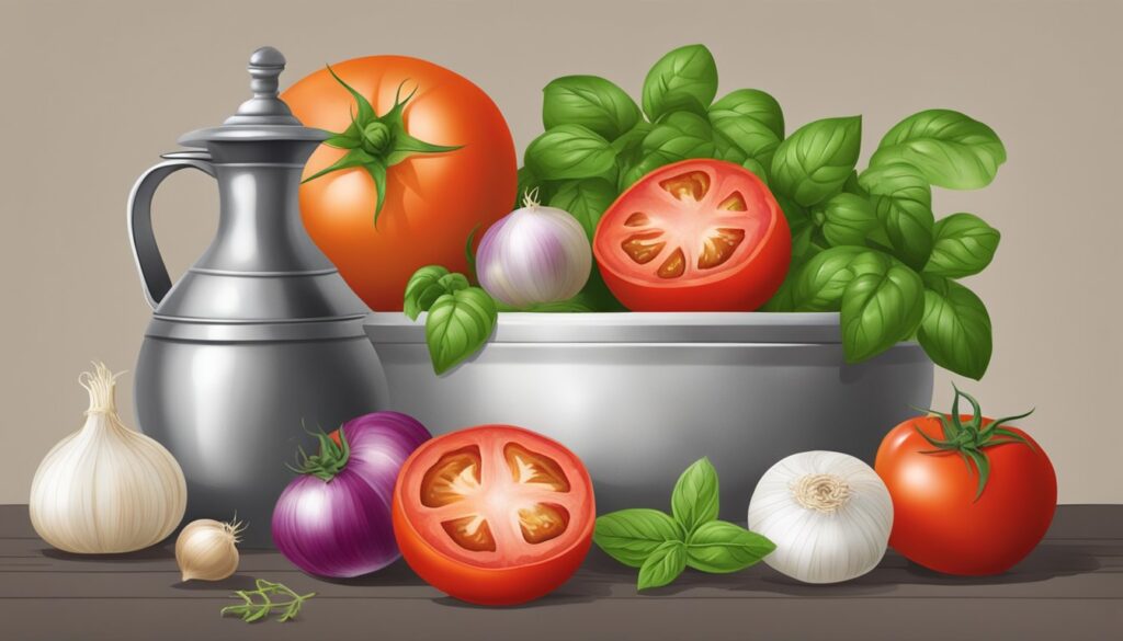 Bilde av ingredienser til tomatsuppe.
