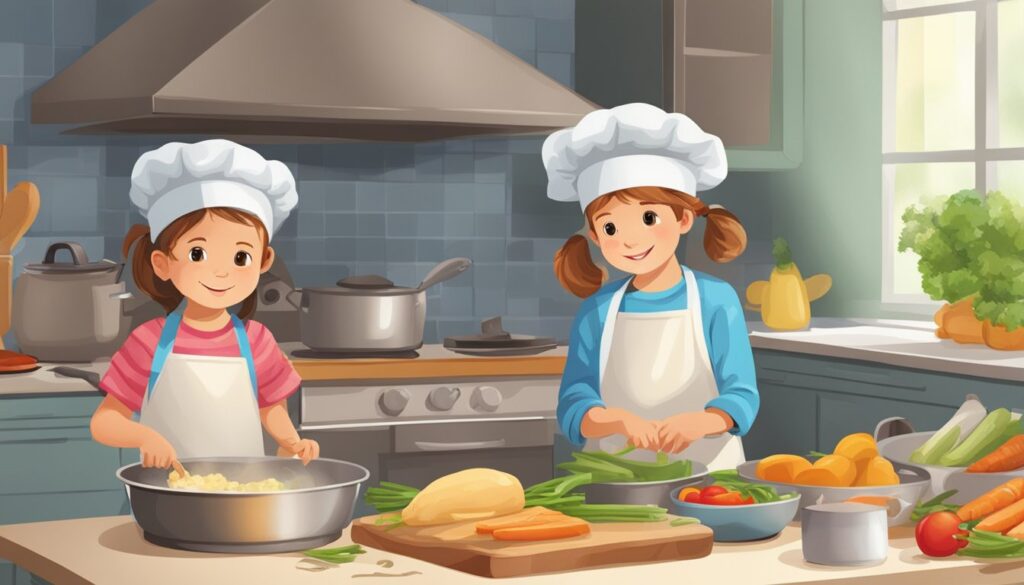 Bilde av to jenter som øver på matlaging hjemme.