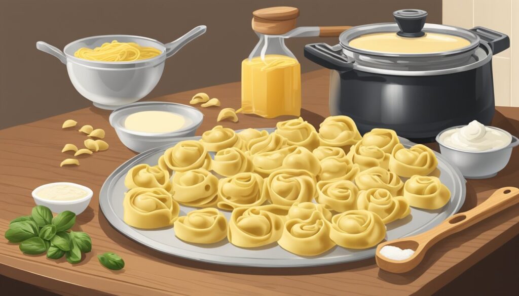 Bilde av ulike ingredienser  til pasta.