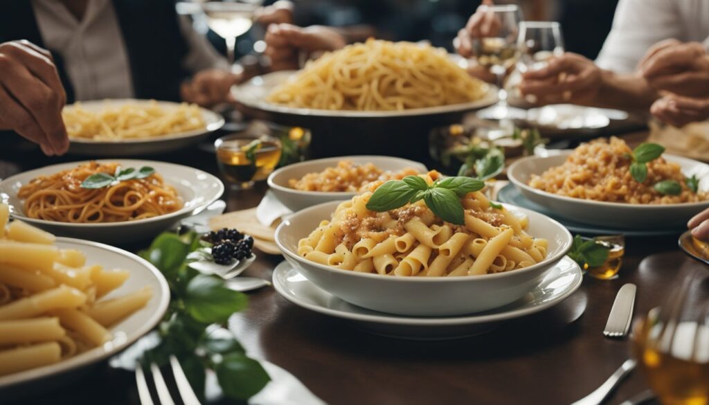 Bilde av pasta som blir tilberedet i en kjele.